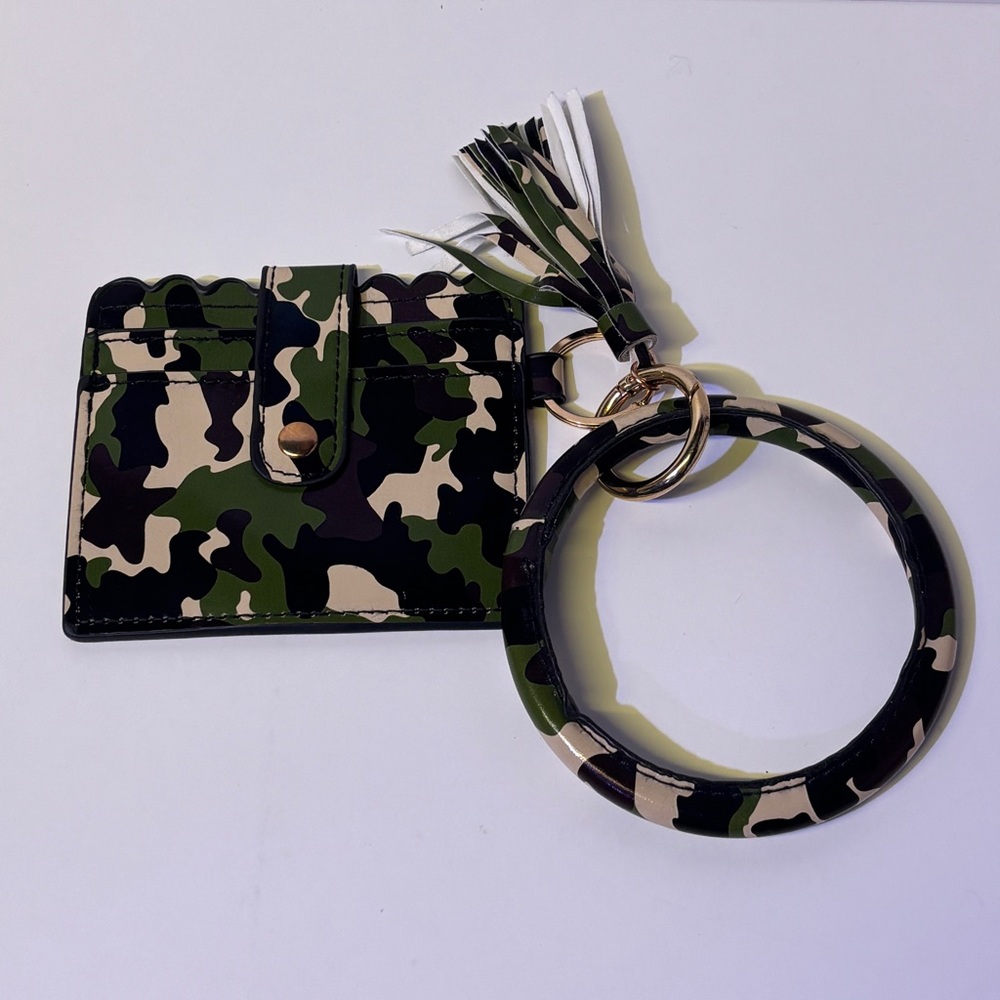 Green and Black Camo Key and Card Holder Accessories